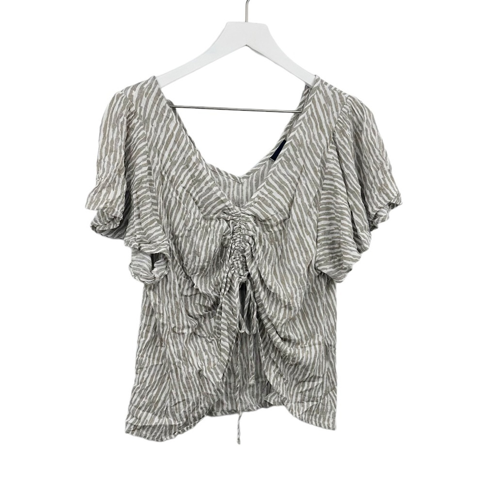 Daytrip By Buckle Woven V Neck Cinch Shirt Size Large